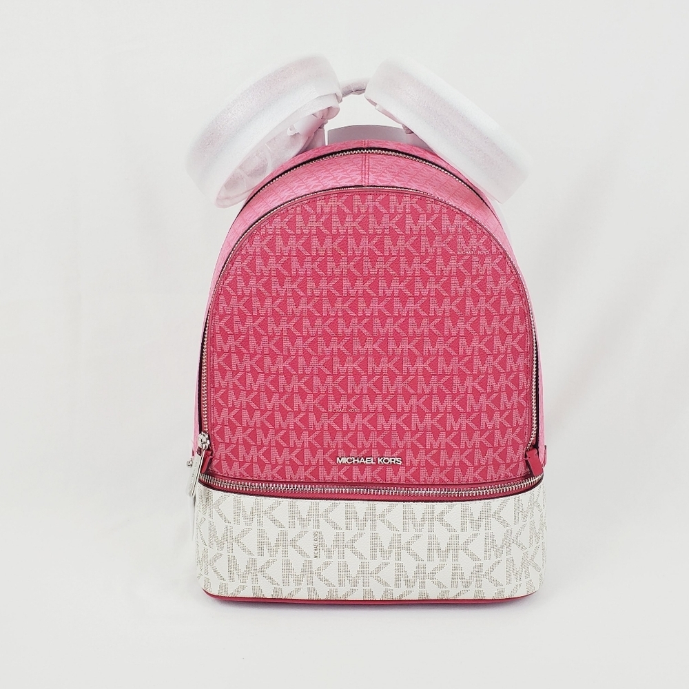 Michael Kors Rhea Medium Color-Block Signature Logo Backpack - Picture 4 of 13